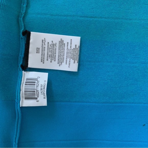 BCBG Maxaztia BANDAGE POWER RAYON KNIT SKIRT Tourquoise Color Block Skirt Sz S - Picture 4 of 8